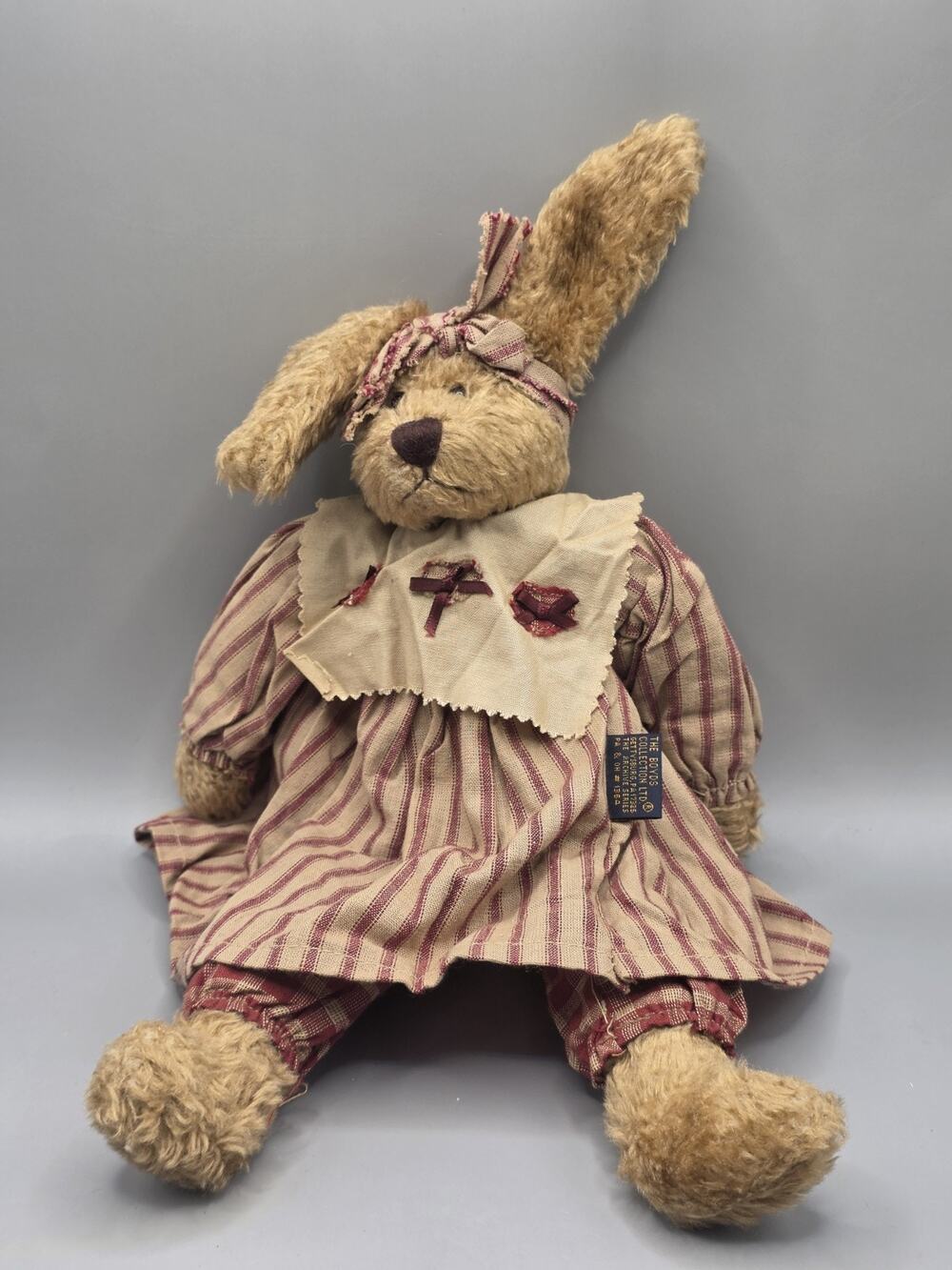 Boyds Bears Sangria Bunny Rabbit Plush Archive Series Striped Dress Hearts 16"